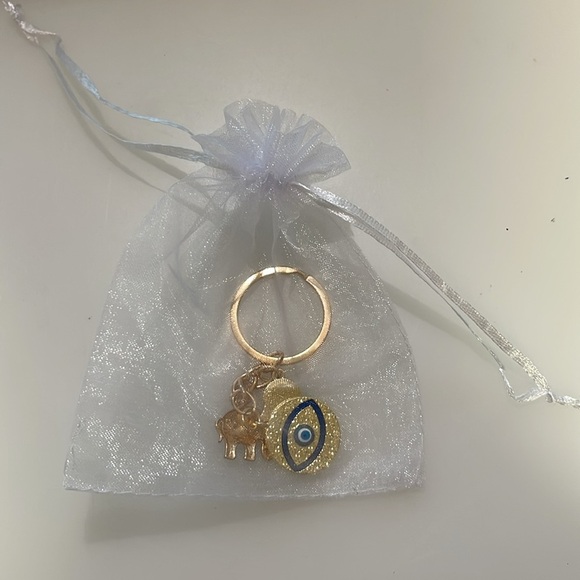 Gold and Blue Evil Eye Keychain - Picture 3 of 3